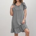thumbnail image 2 of Liquidation d'Été 2025! Robe Grande Taille pour Femmes, Liquidation d'Été pour Femmes, Robe Longue en Coton et Lin avec Manches Ourlet à Volants, 2 of 5