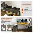 thumbnail image 4 of GUNAITO 71 inch Computer Desk with LED Lights & Power Outlet Office Desk with Fabric Drawer Gaming Desk with Monitor Stand Large Corner Desk with Double-layer Storage Shelf,Grey Oak, 4 of 8