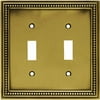 Brainerd 2 Gang Beaded Tumbled Antique Brass Decorative Switch & Outlet Plate