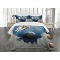 thumbnail image 3 of Ambesonne Nebula Quilted Bedspread Set 3 Pcs, Astronaut Planets Space, King Size, Multicolor, 3 of 5
