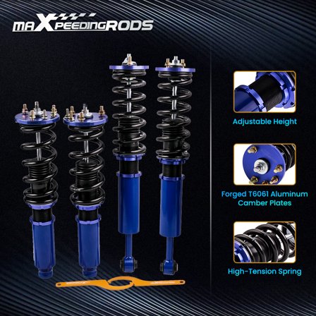 maXpeedingrods Coilovers for Honda Accord CM4/CM5/CM6/CM7/CM8 2003-2007, Height Adjustable Coilovers Suspension Kit, Preset Damping Shock Absorber Struts Lowering Kit, Blue
