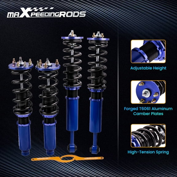 maXpeedingrods Coilovers for Honda Accord CM4/CM5/CM6/CM7/CM8 2003-2007, Height Adjustable Coilovers Suspension Kit, Preset Damping Shock Absorber Struts Lowering Kit, Blue