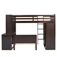 thumbnail image 4 of Twin Size Solid Wood Loft Bed with a Stand-alone bed, Shelves, Desk, and Wardrobe, Multifunctional Loft Bed with Ladder, Shelves, Wooden Loft Bed, No Box Spring Needed(Espresso), 4 of 8