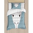 thumbnail image 1 of Polar Bear Duvet Cover Set Twin Size, Artistic Flat Design Polar Bear Head Image Predator Mammal, Decorative 2 Piece Bedding Set with 1 Pillow Sham, Eggshell White and Blue Grey, by Ambesonne, 1 of 3