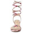 thumbnail image 3 of Sandalias Punta Abierta Grueso Tacón Medio Cordón Arriba Para Mujer Rosa Flores 35 Allegra K, 3 of 7