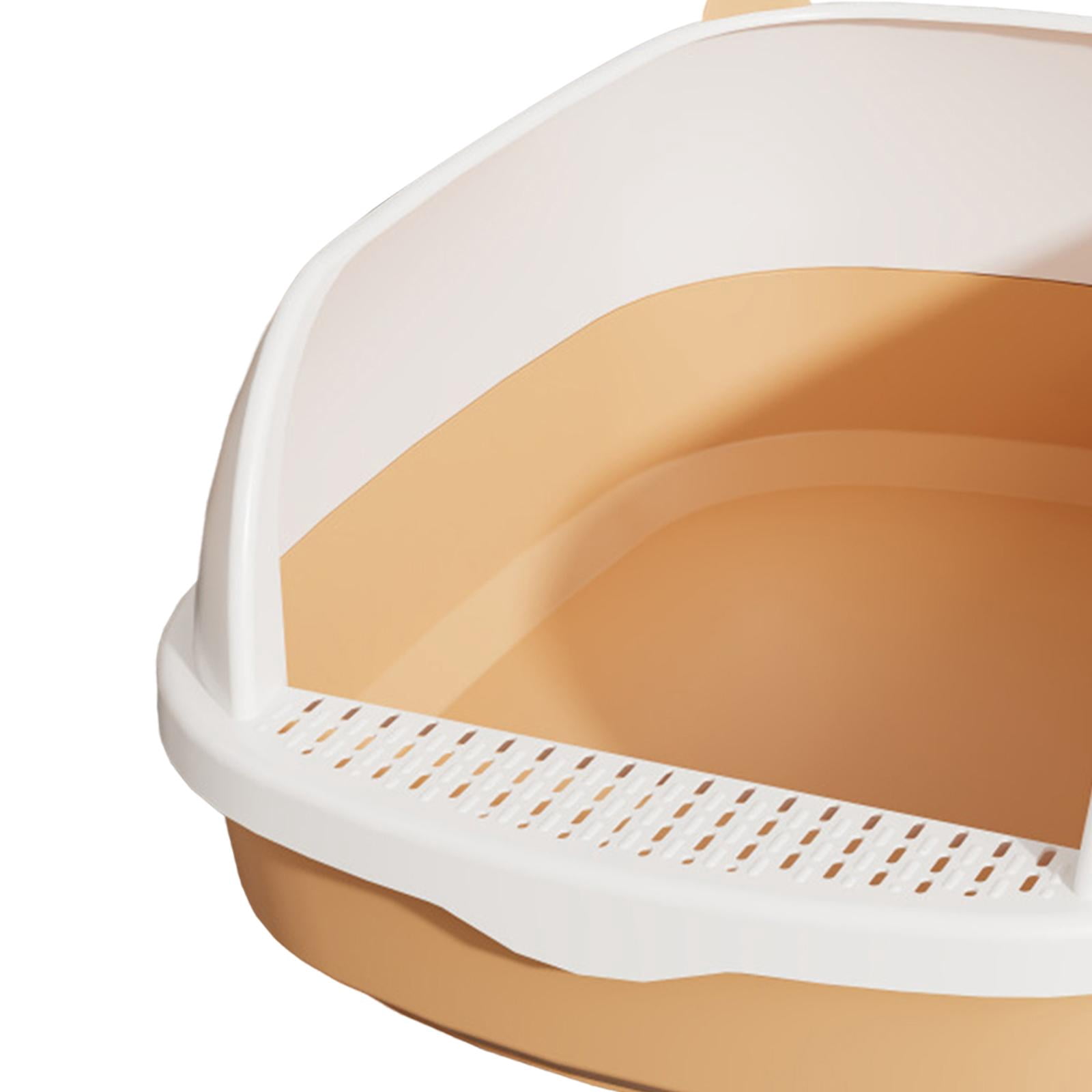 Cat Potty Toilet Pan Durable Semi Enclosed Sandbox Portable Pet Litter Tray Cat Bedpan for Travel Kitten Pet Supplies Rabbit Pink L