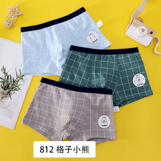 Ropa interior de 3 piezas para niños, pantalones cortos de dibujos animados para niños, bragas para bebés, boxers para niños pequeños, calzoncillos de algodón a rayas para adolescentes Tan Jianjun unisex