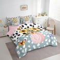 thumbnail image 3 of Manfei Colorful Butterfly 7 Pieces Bedding Comforter Set,Floral Sunflower Full Bedding Set Lightweight,Cow Print Fitted Sheet Flat Sheet,Lightweight Cartoon Room Decoration,Reversible, 3 of 7