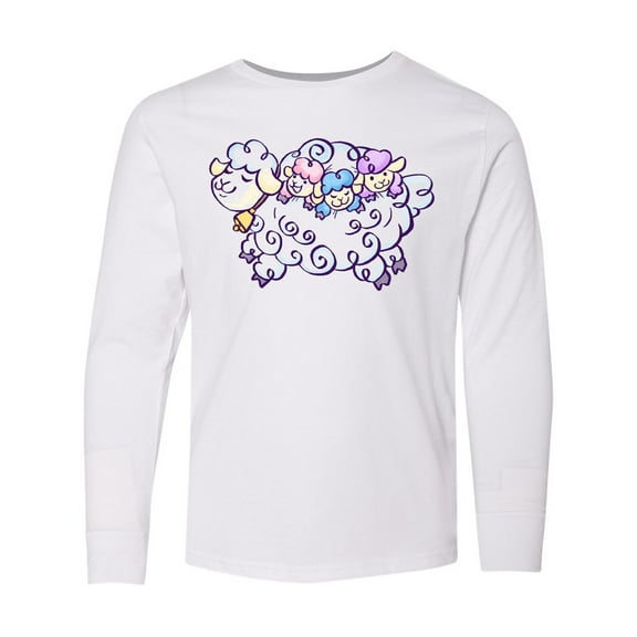 Inktastic Fluffy Sheep Family Long Sleeve Youth T-Shirt