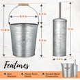 thumbnail image 5 of Autumn Alley Farmhouse Bathroom Trash Can and Toilet Brush Set - Rustic Bathroom Accessories for Charming Bathroom D?cor, Galvanized, Grey, 5 of 9