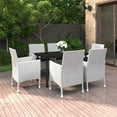 thumbnail image 1 of vidaXL 7 Piece Garden Dining Set with Cushions Poly Rattan and Glass, 1 of 4