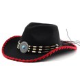 thumbnail image 3 of XIAOCHA Turquoise Accent Cowgirlhat Womens Beaded Trimming Cowboy Hats Rodeo Wide Brim Western Hat,Black, 3 of 3