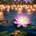 thumbnail image 2 of WNFJR Floating Lights Lotus Floating Lanterns Lifelike Artificial Floating Flowers for Pool with LED Lights Lily Pads Water Lantern for Decor, 2 of 4