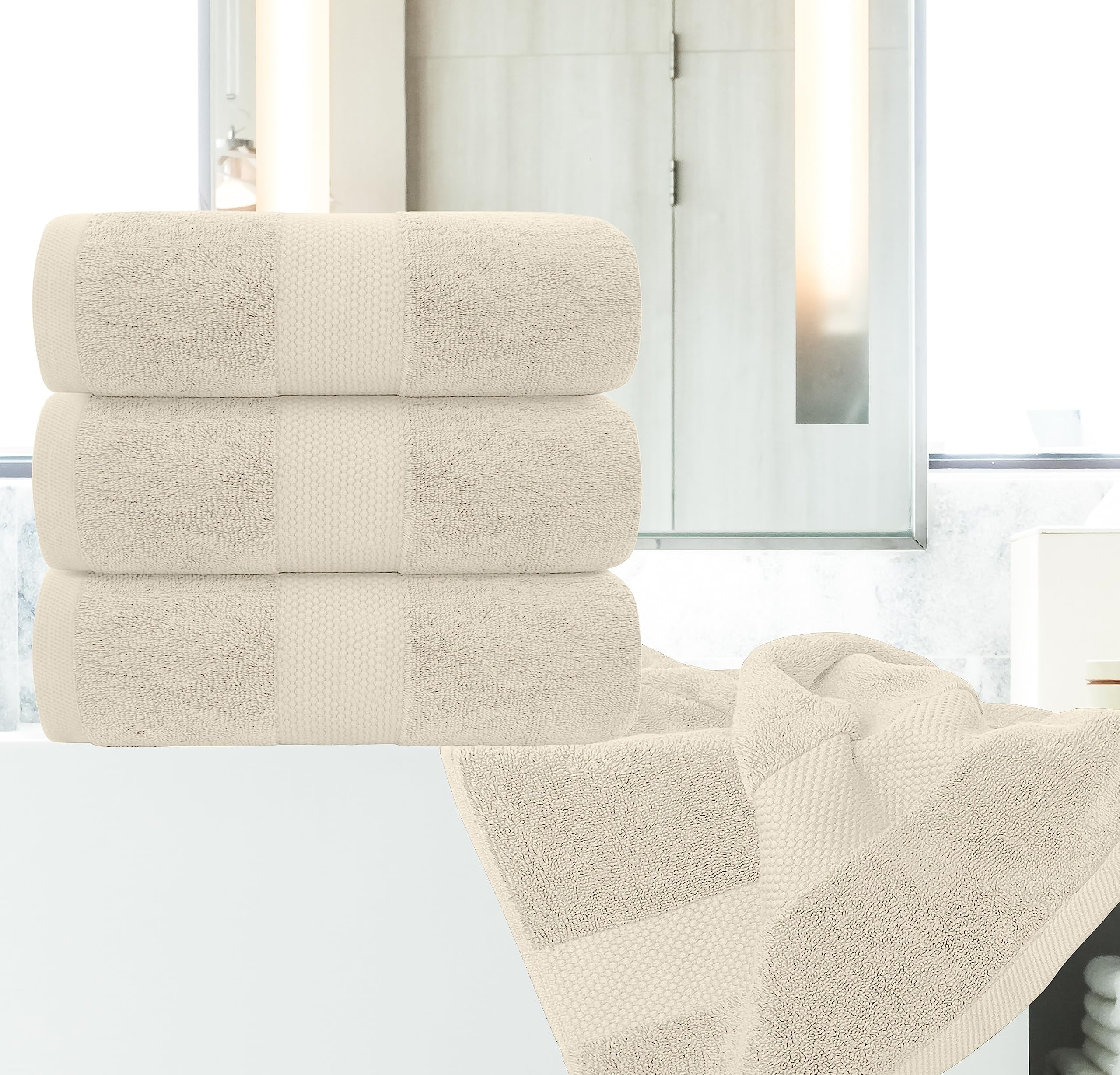 24 Pack Luxury 5 Star Hotel Premium Bath Towels Plush Heavy Weight  (27x54) 17 lb/dz, Machine Washable super Soft