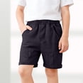 thumbnail image 4 of Boys Stretch Cotton Twill Cargo Shorts, Lightweight Pull On School Uniform Shorts with Full Elastic Waistband for Kids Years 2-8 Navy, 4 of 8
