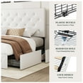 thumbnail image 5 of Amolife Full Bed Frame with 4 Storage Drawers and Faux Leather Headboard, White, 5 of 7