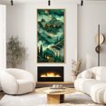 thumbnail image 3 of Large Framed Canvas Print Golden Night in the Mountains - Dramatic Green and Gold LandscapeWall Art Decorative Ready to Hang Painting for Living room Bedroom 60x30 inches Natural Frame, 3 of 6