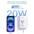 thumbnail image 2 of Protector contra sobretensiones One Beat de 5 salidas con 4 puertos USB de 20 W, color blanco, 2 of 7