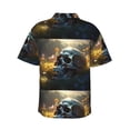 thumbnail image 3 of Daiia Flower Field Skull Hawaiian Shirt for Men Gentle Cotton Regular Short Sleeve Casual-X-Large, 3 of 9