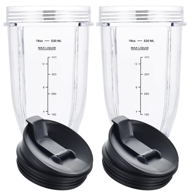 Vasos para batidora GahSelec de 18 onzas con tapas para sorber y sellar (paquete de 2)
