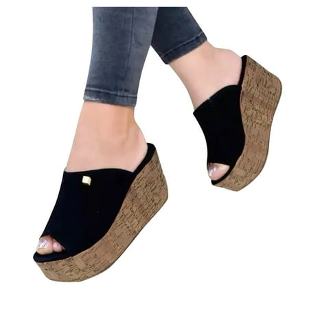 

KaLI_store Hotel Slippers Cloud Sandals for Women Men Thick Sole Adjustable Buckles EVA Cloud Slides Slippers Black Side 6.5