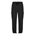 thumbnail image 4 of YLSDY Men's Casual Cargo Pants Loose Lightweight Stretch Workout Lounge Trouser Elastic Waist Drawstring Joggers Pants Black 12, 4 of 7