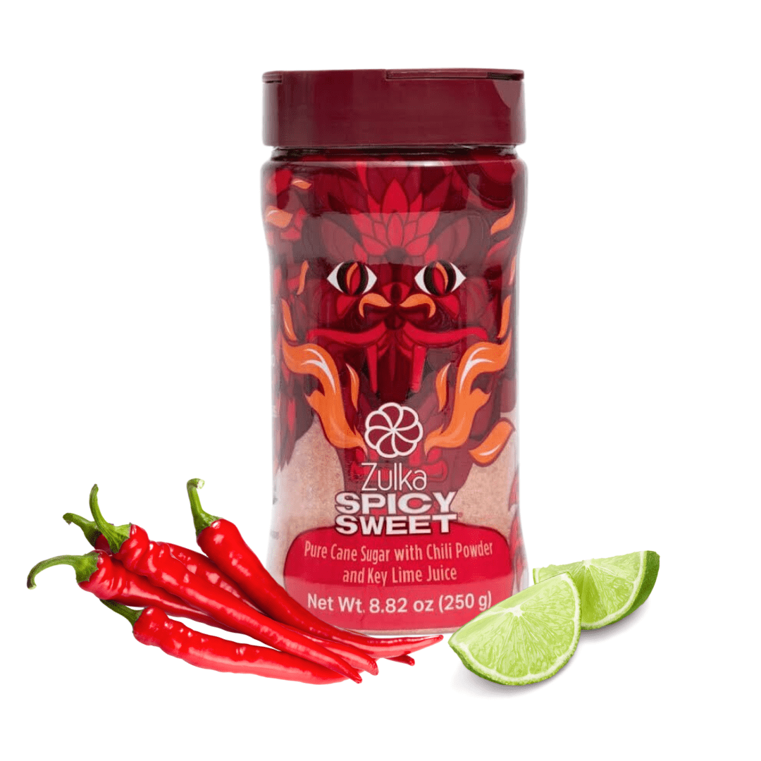 sugar  Zulka Spicy Sweet, Pure Cane Sugar with Chili Powder and Key Lime