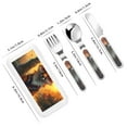 thumbnail image 2 of Zufioo Sunset Maple Tree Fox Print Children's Knife, Fork and Spoon Three-Piece Set, Toddler Safety Cutlery with Outer Box Suitable for Home and Kindergarten Use, 2 of 8