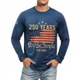 thumbnail image 5 of KHONTS Men's 4th of July 250th Anniversaries T Shirts Long Sleeve Crew Neck Printed Tees Slim Fit Casual Fashion Tops Blue L, 5 of 5