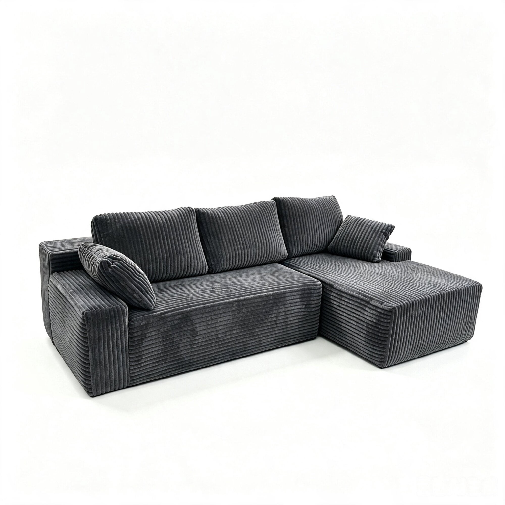 Howcool 96" L‑Shaped Modular Sectional Sofa with Deep Seat Chaise,Corduroy 3‑Seat Boneless Cloud Couch,Compressed Sofa for Living Room,No Assembly Required,Right Facing,Gray