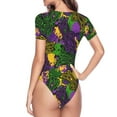 thumbnail image 4 of Haiem Mardi Gras7 Women's Crew Neck Short Sleeve Bodysuit Tops Stretchy Slim Basic-Medium, 4 of 9