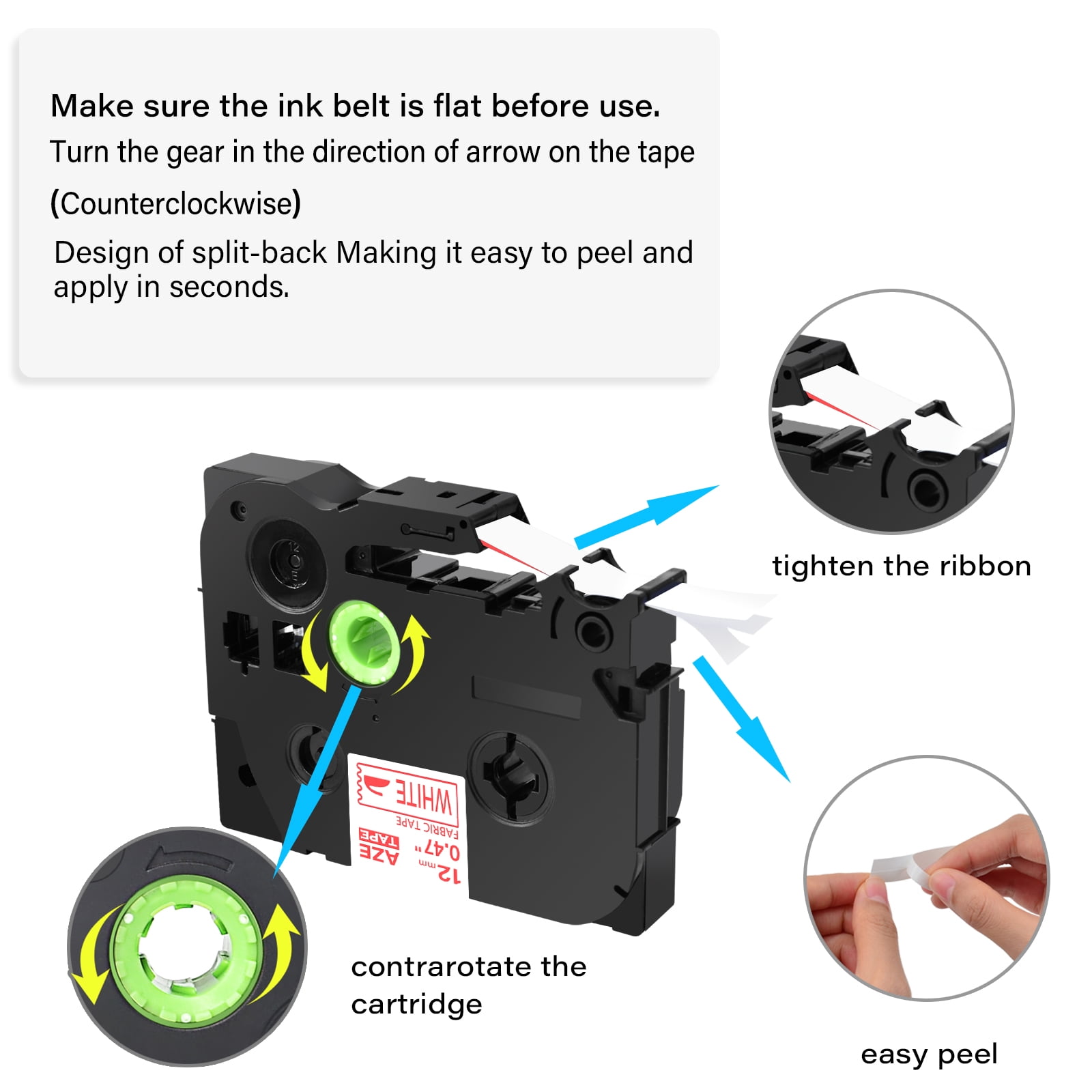 GREENCYCLE 3x Compatible for Brother P-touch TZe-FA3R TZ-FA3R 1/2'' 12mm Red on White Iron-on Fabric Clothing Label Maker Tape