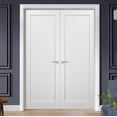 thumbnail image 3 of French Double Panel Doors 72 x 96 with Hardware | Quadro 4111 White Silk | Panel Frame Trims | Bathroom Bedroom Interior Sturdy Door, 3 of 6
