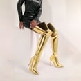 thumbnail image 6 of Women's Metallic Over The Knee Boots Pointed Toe High Heels Thigh High Stilettos Boots, 6 of 8