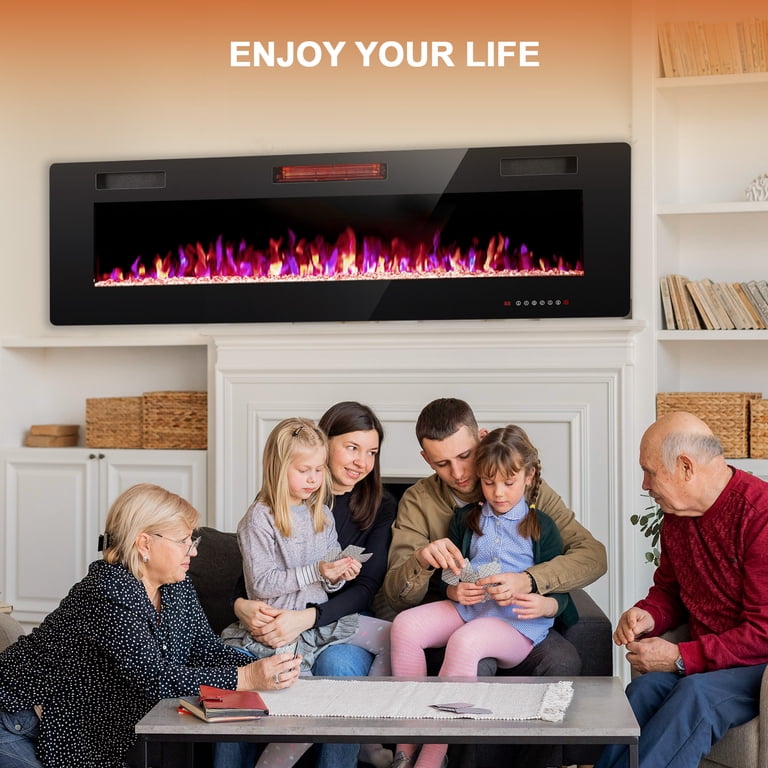 KISSAIR 60” Indoor Electric Fireplace Ultra Thin Fireplace, Wall