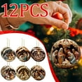 thumbnail image 5 of 12-Piece Wooden Nativity Christmas Tree Ornaments, 5 of 7