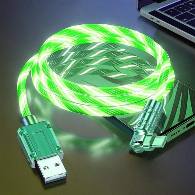 Creatine Rotating Streamer Data Rotating Lighted Fast Charge Cord With Flowing Lights Fast Charging Nighttime Glow 3A Fast Charging Cool And Glowing Data