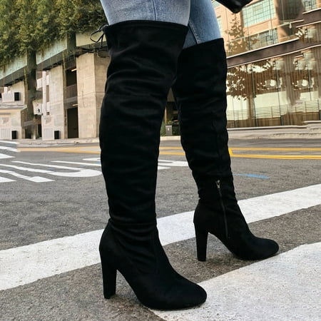 

Midewhik Women Boots Winter Over The Knee Boots Long Boots Comfort Square Heels Shoes