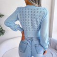 thumbnail image 4 of Vedolay Womens Sweater Womens Fall Sweater Knit V Neck Oversized Fashion Pullover Casual Long Sleeve Top,Blue S, 4 of 5