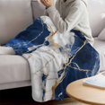thumbnail image 3 of Marble Navy Blue Blanket Soft Cozy Warm Throw Blanket for Couch, Plush Fuzzy Flannel Fleece Blankets for Sofa, Abstract Gold White Brick Stone Motif Bed Blankets Lightweight Gifts for Women, 40"x60", 3 of 9