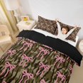 thumbnail image 3 of spefrowx Pink Bow Twin Duvet Cover for Teens, Olive Brown Rustic Camo Twin Bedding, Black Reversible, 2-Piece, 1 Duvet Cover and 1 Pillowcase, 3 of 6