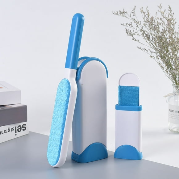 HEIBIN Épilateur pour Animaux pour Canapé, Meubles, Vêtements, Siège d'Auto, Brosse à Poils - Enlève-Poils de Chien et de Chat - Brosse Double Face avec Base Auto-Nettoyante (Bleu)
