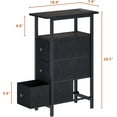 thumbnail image 2 of End Table with Charging Station, Narrow Side Table with 3 Fabric Drawers, Skinny Nightstand with LED Light, Slim Bedside Table for Bedroom, Living Room, Small Spaces, Black, 2 of 15