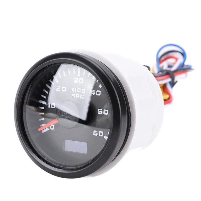 52mm Tachometer, 0 - 6000RPM Tachometer Gauge, 7 Color Backlit Marine RPM Tachometer Outboard Tachometer with Hour Meter for Marine Car Truck Gas Engine