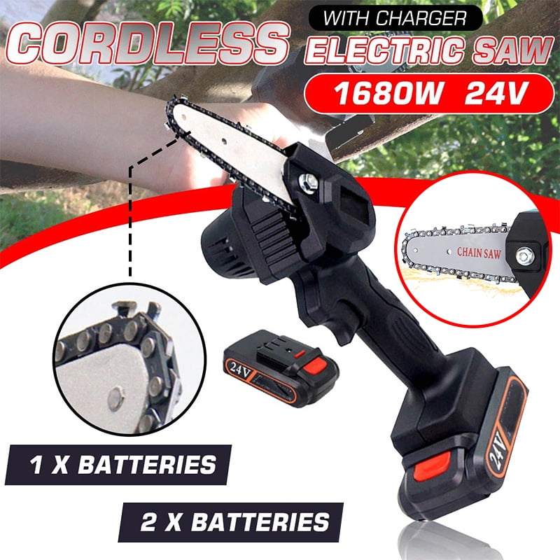 4in Portable Electric Pruning Chainsaw Cordless Handheld Chain Saw