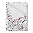 thumbnail image 2 of I Love You Soft Flannel Fleece Blanket, Romance Words with Hearts in Different Characters Flirt Celebration Pattern, Cozy Plush for Indoor and Outdoor Use, 50" x 70", Red White Black, by Ambesonne, 2 of 5