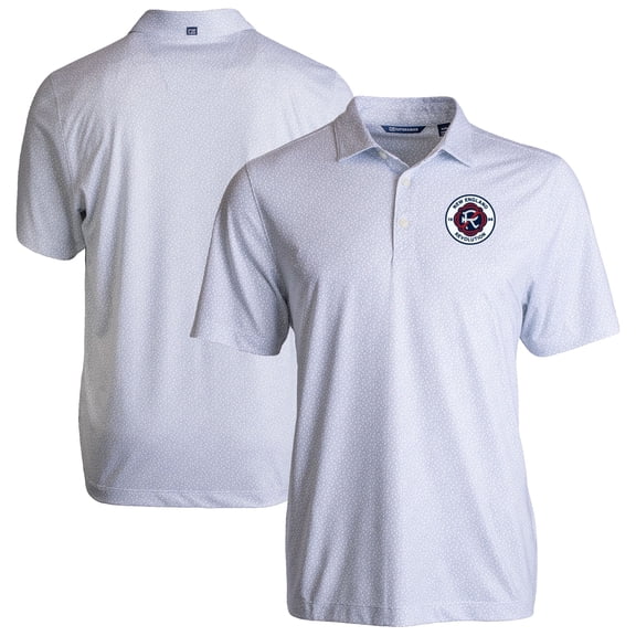 Men's Cutter & Buck White New England Revolution Pike Eco Pebble Print Stretch Recycled Polo