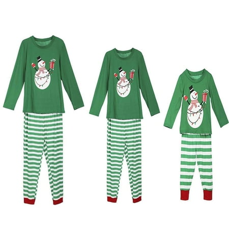 Print Sleep Tee (Family Pajamas Christmas Snowman Print Long Sleeve Round Neck Tops Long Pants Matching Sleepwear PJs)