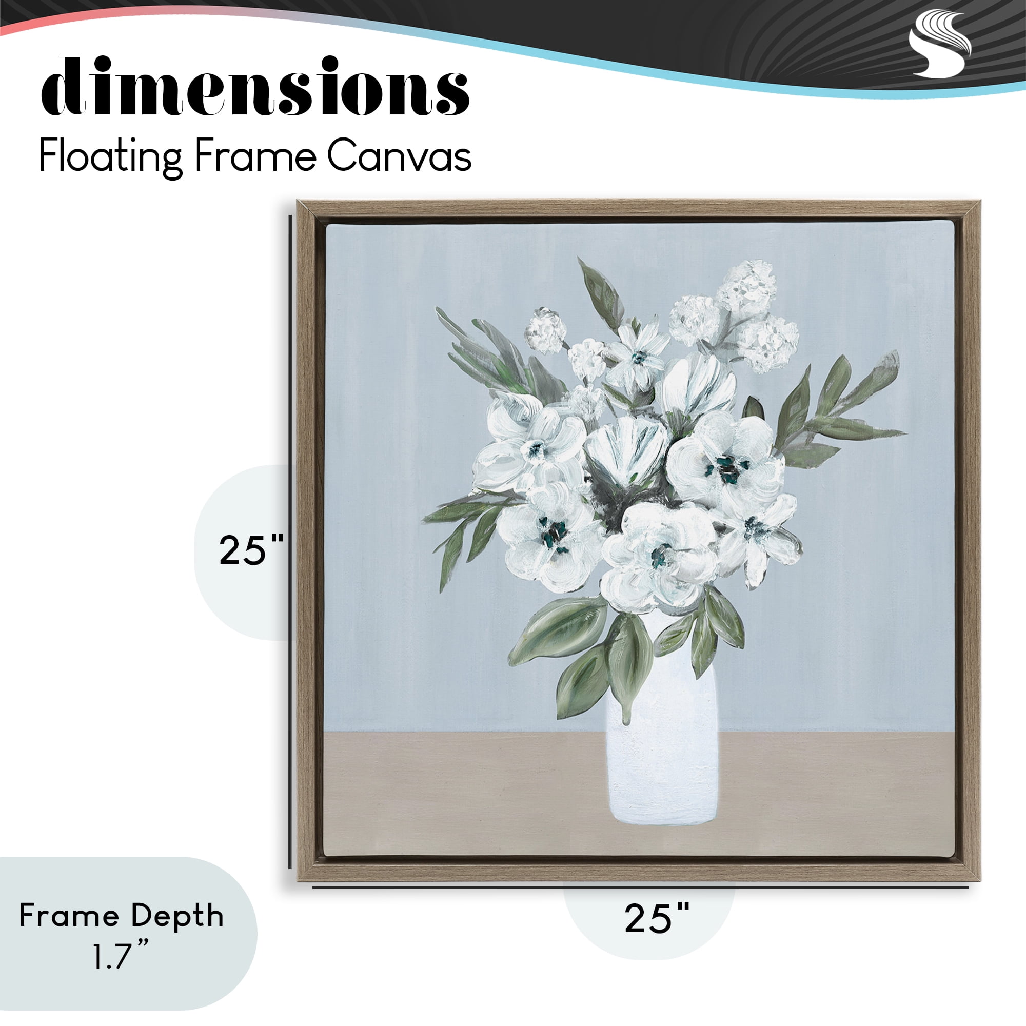 Stupell Industries Cerulean & White Blooms Brown Framed Floater Canvas Wall Art, design by Marilyn Dunlap