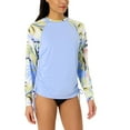 thumbnail image 2 of Hurley Women's UPF 50+ Long Sleeve Swim Sun Tee Shirt, Rashguard (Medium Blue (Tropical Canopy)), 2 of 8